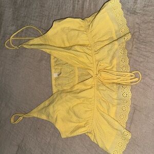 Yellow Lace Trim Women's Blouse